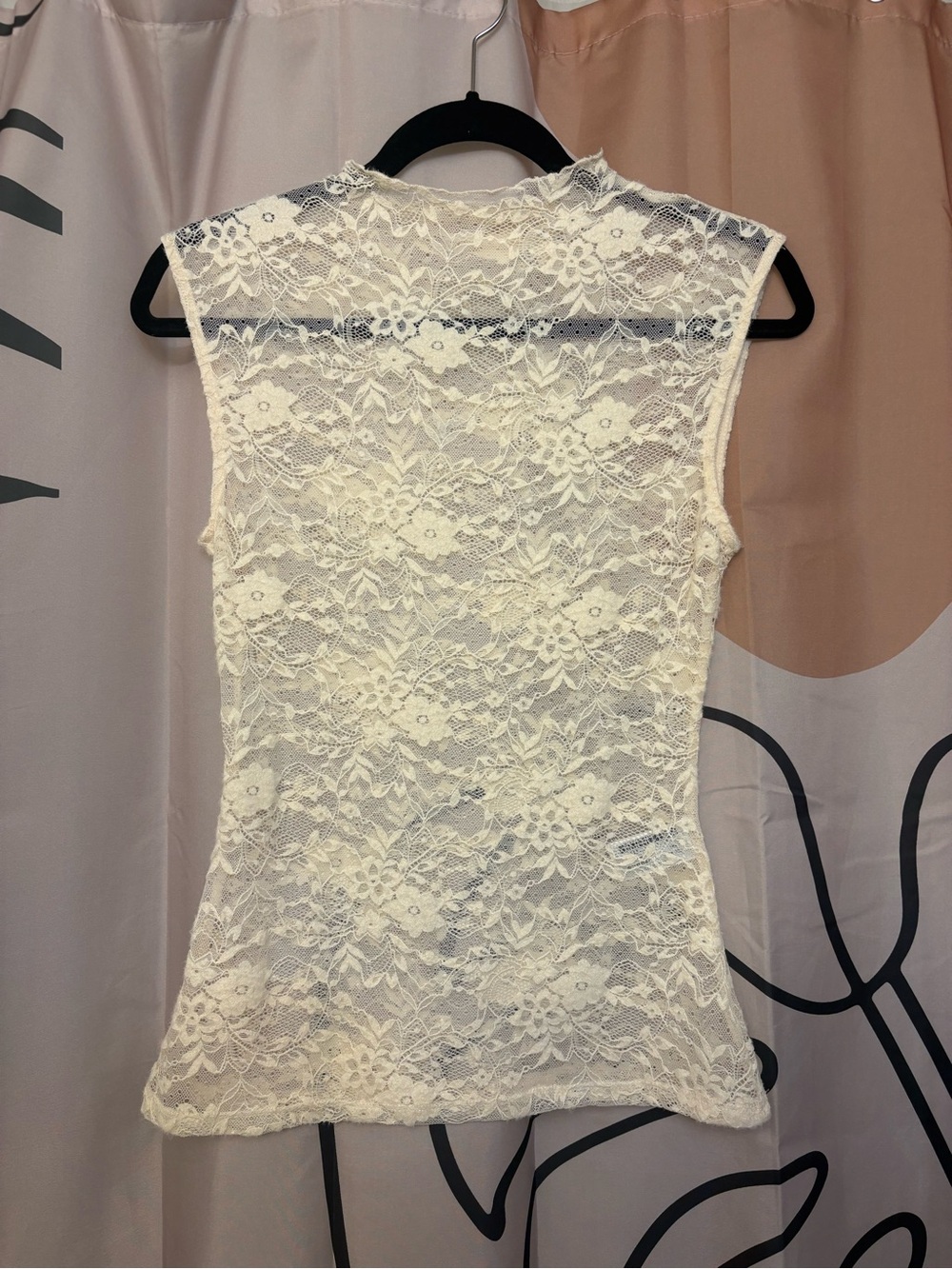Women's Cream Lace Sleeveless Top